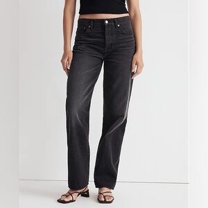 NWT NEW Madewell Low Slung Straight Jeans in Kent Wash Black